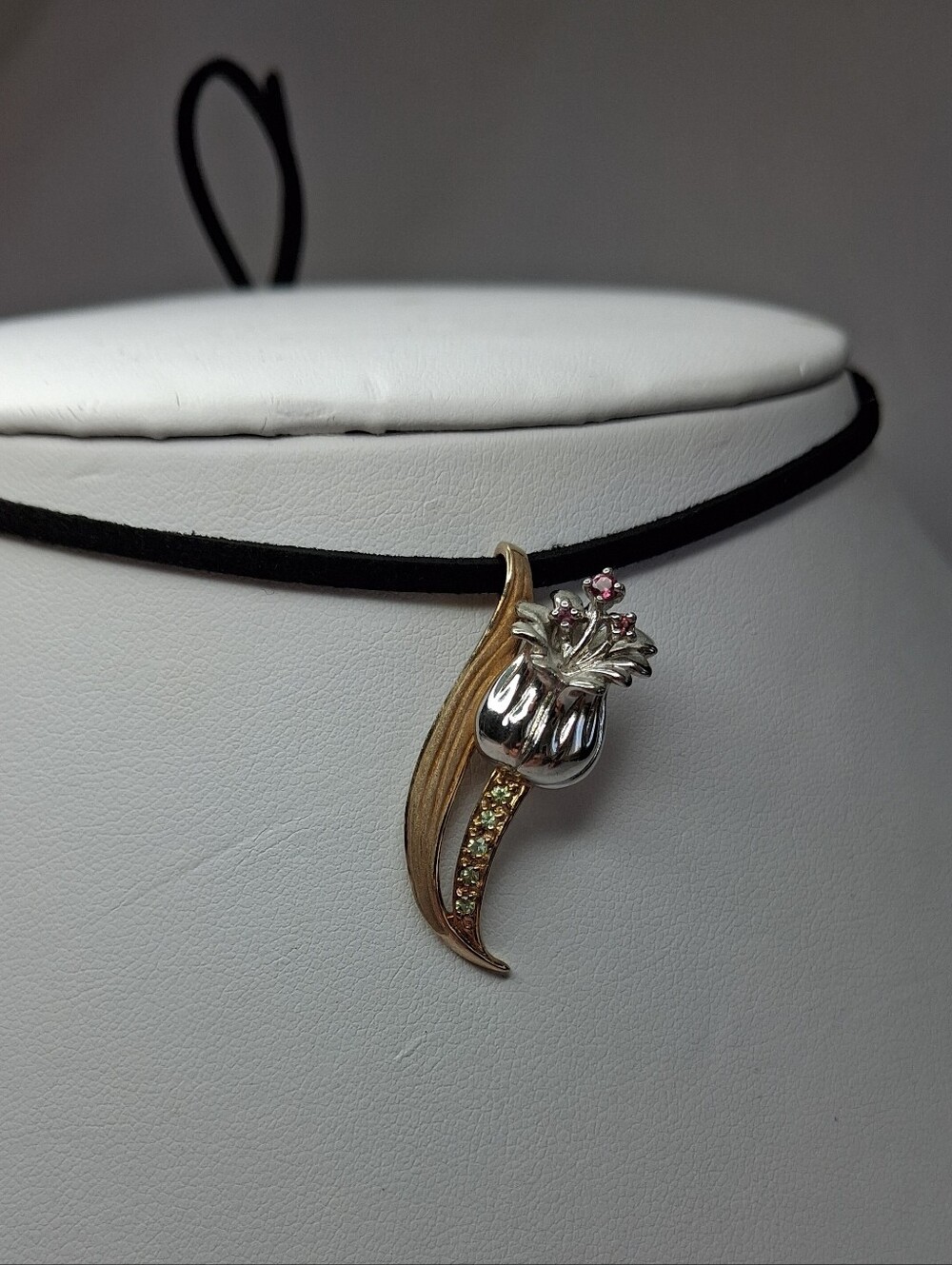 Gold Vermeil Over Sterling Silver Genuine Tourmaline Gemstone Pendant
